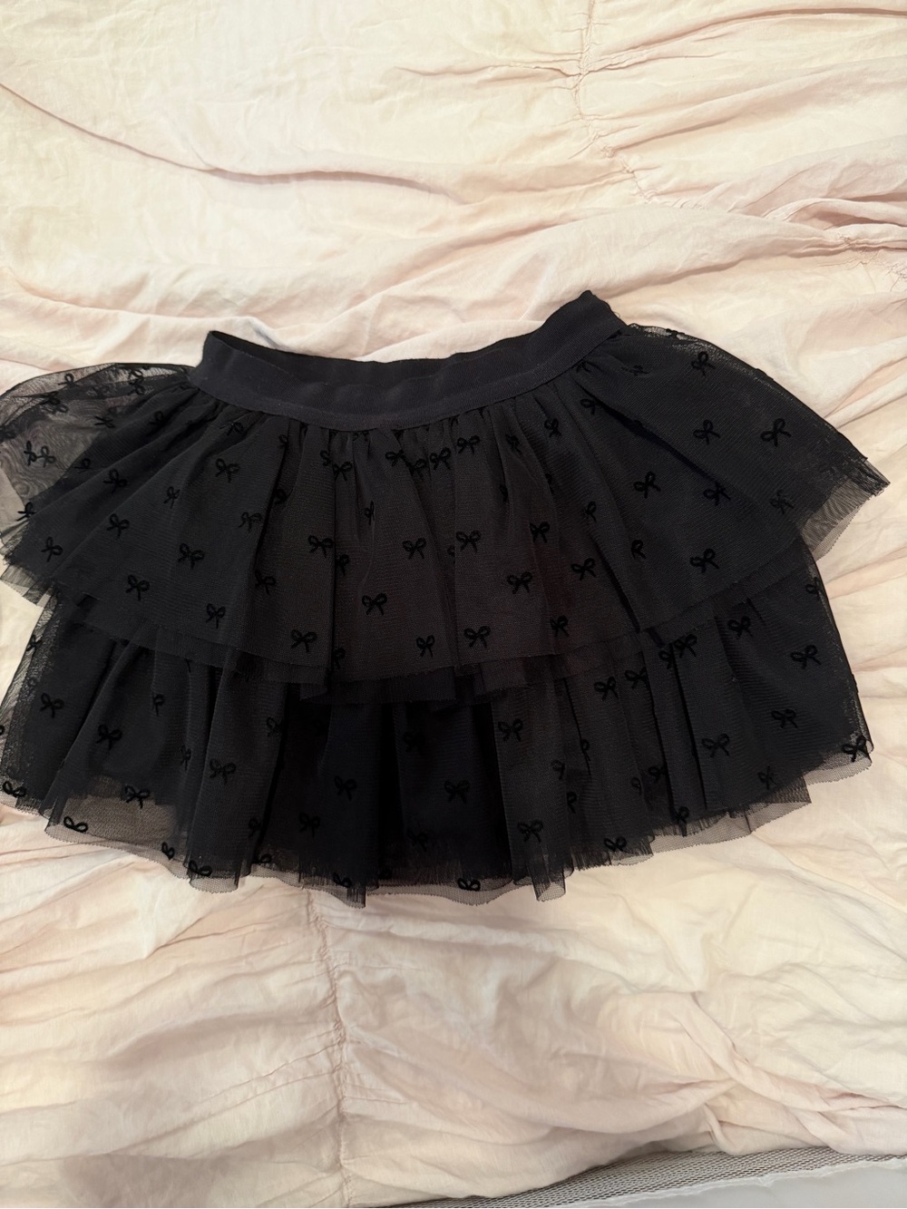 GAP Black Tiered Tulle Skirt with Bow Motif